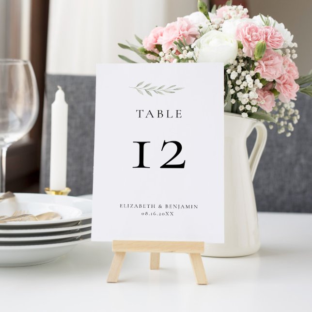 Minimalist Greenery Wedding Botanical Elegant Table Number (Creator Uploaded)
