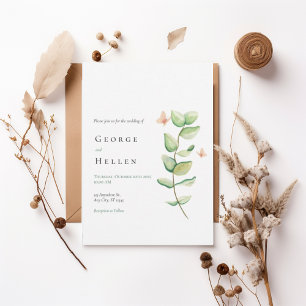 Minimalist Greenery Wedding Invitation