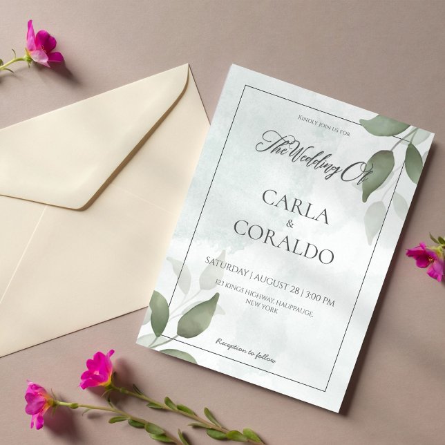 Minimalist Greenery Wedding Invitation (Creator Uploaded)