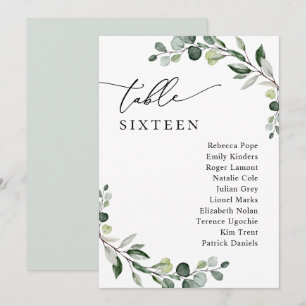 Minimalist Greenery Wedding Seating Chart Cards