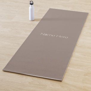 Minimalist greige beige custom name monogram yoga mat