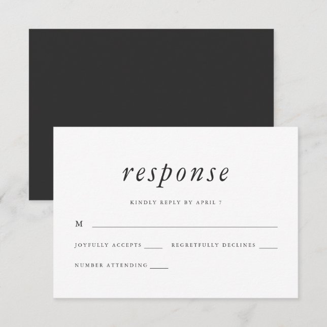 Minimalist Grey and White Wedding Rsvp Response (Front/Back)