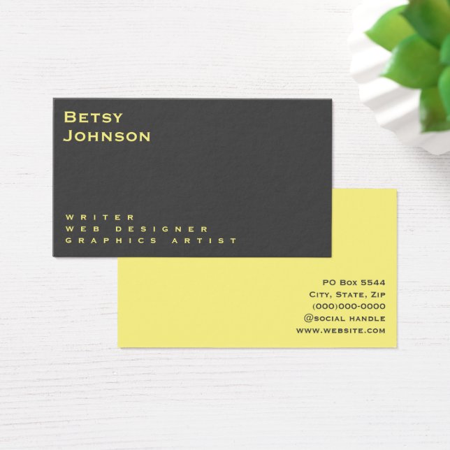 Minimalist Grey and Yellow Business Card (Desk)