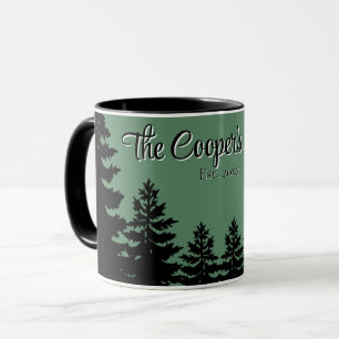 Minimalist grey black pine tree silhouette     mug
