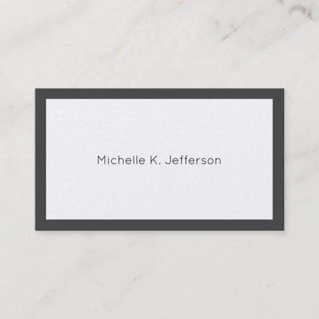 Minimalist Grey Border Business Card (Front)