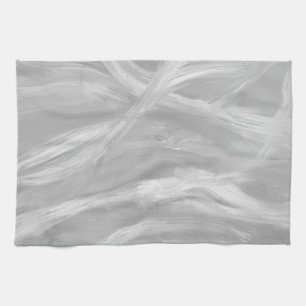 Minimalist Grey Brushstrokes Abstract Art Tea Towel