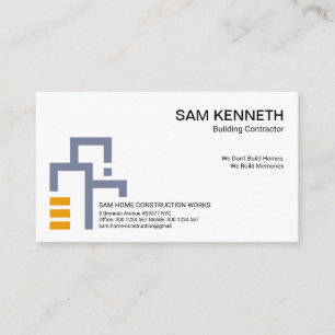 Minimalist Grey Building Blocks Construction Business Card
