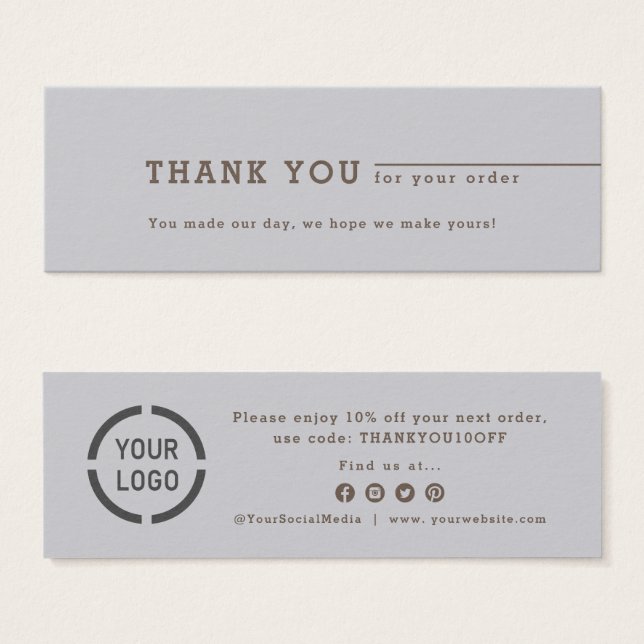Minimalist grey business logo thank you insert (Front & Back)