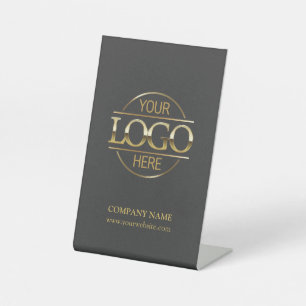 Minimalist Grey Corporate Company Business Logo Pedestal Sign