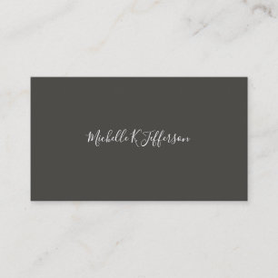 Minimalist Grey Cursive Text Business Card
