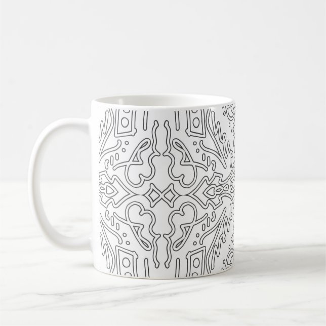 Minimalist Grey Floral Pattern Coffee Mug (Left)