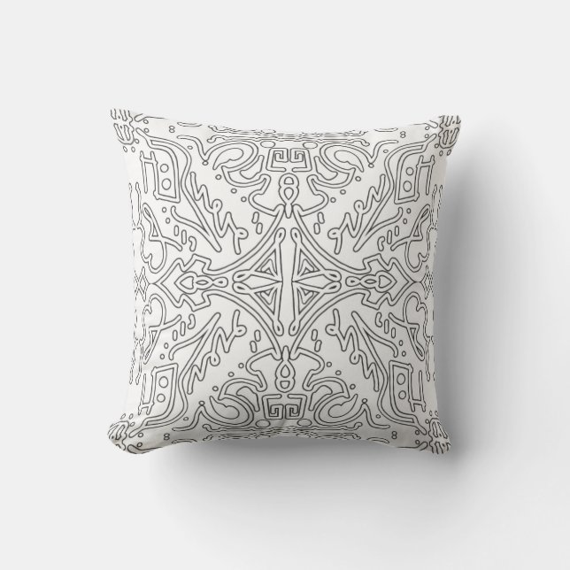 Minimalist Grey Floral Pattern Cushion (Front)