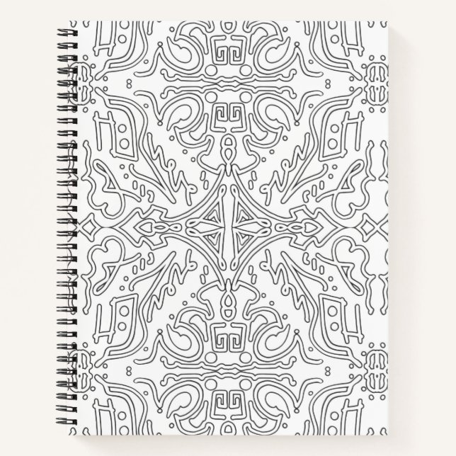 Minimalist Grey Floral Pattern Notebook (Front)