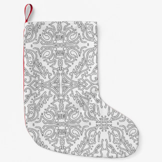 Minimalist Grey Floral Pattern Small Christmas Stocking