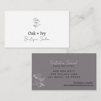 Minimalist grey flower business card