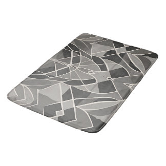 Minimalist Grey Geometric Elegant Contemporary Bath Mat