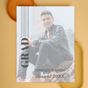 Minimalist Grey Graduation Vellum Invitations