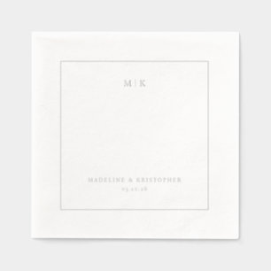 Minimalist Grey Initials Foil Napkins