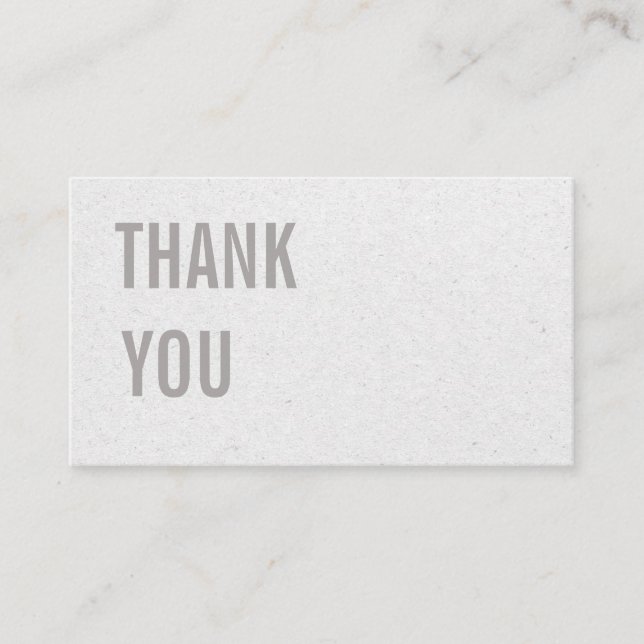 Minimalist Grey Kraft Paper Thank You & Discount Business Card (Front)