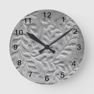  Minimalist Grey leaf  Wall Clock