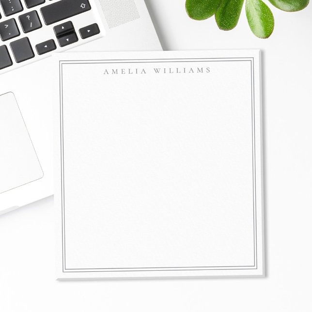 Minimalist Grey Monogram Two Border Notepad (Creator Uploaded)