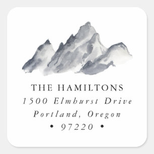 Minimalist Grey Mountains Return Address Square Sticker