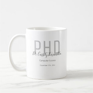 Minimalist Grey PhD Graduation  Coffee Mug