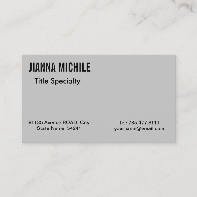 Minimalist Grey Professional Business Card (Front)