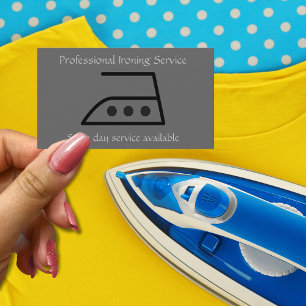 Minimalist Grey Professional ironing service Business Card
