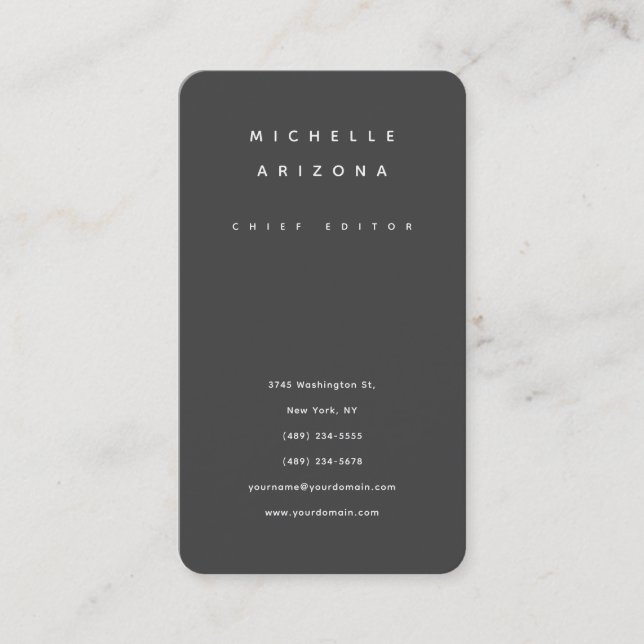 Minimalist Grey Professional Modern Business Card (Front)