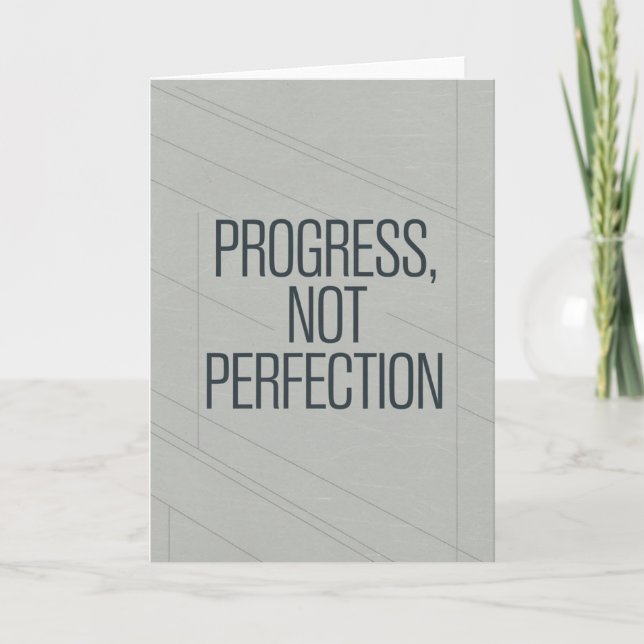 Minimalist Grey "Progress Not Perfection" card (Front)
