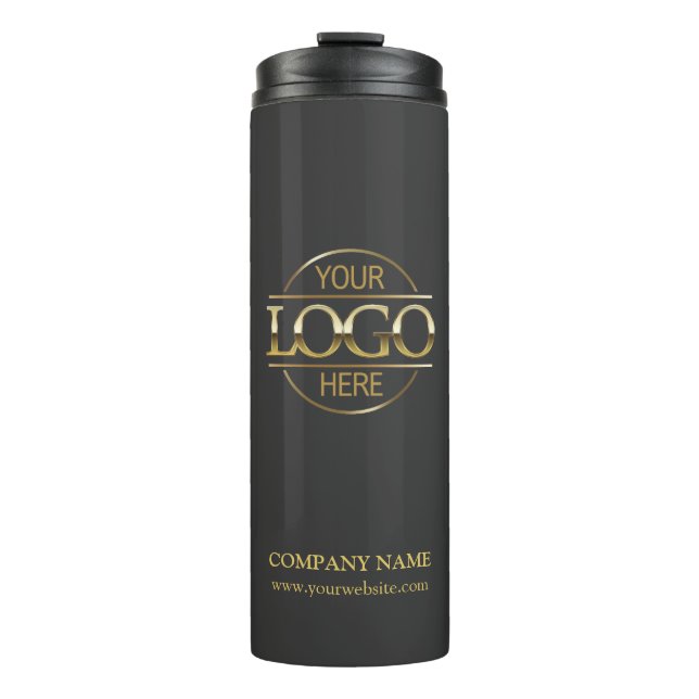 Minimalist Grey Promotional Company Business Logo Thermal Tumbler (Front)