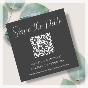 Minimalist Grey Save the Date QR Code Magnet
