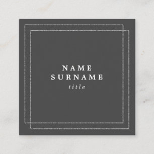 Minimalist Grey Silver Square Business Card