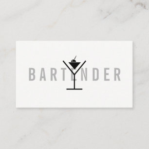 Minimalist / Grey Text ( Martini Icon) Business Card
