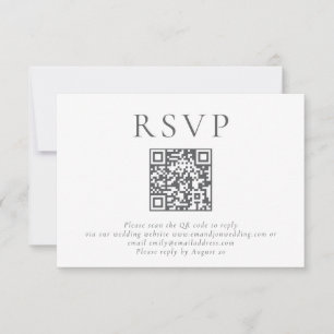Minimalist Grey Text QR Code Wedding RSVP Card