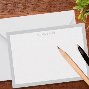 Minimalist Grey Two Border Modern Monogram  Card