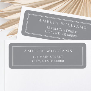 Minimalist Grey Two Border Return Address
