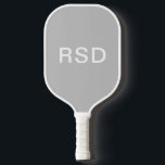 Minimalist Grey White Monogram Initials Pickleball Paddle<br><div class="desc">Personalised pickleball paddles make great gifts for all occasions.  This design features a simple light grey background with white block-style monogram text.  You can customise the text with any initials or wording of your choice.</div>
