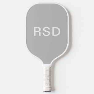 Minimalist Grey White Monogram Initials Pickleball Paddle
