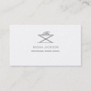 Minimalist Grey White Professional Ironing laundry Business Card