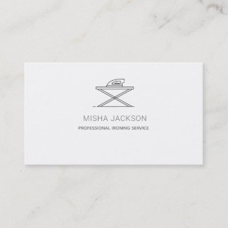 Minimalist Grey White Professional Ironing laundry Business Card