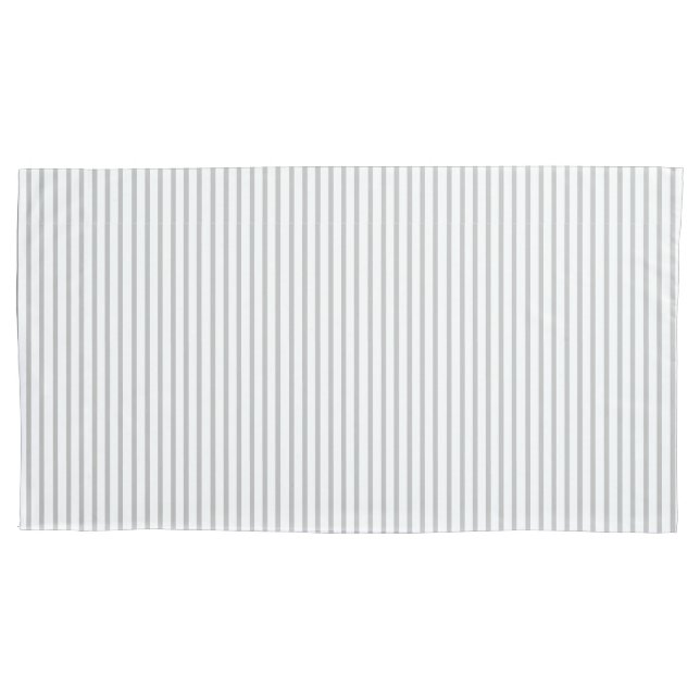Minimalist Grey White Vertical Pinstripe Pillowcase (Front)