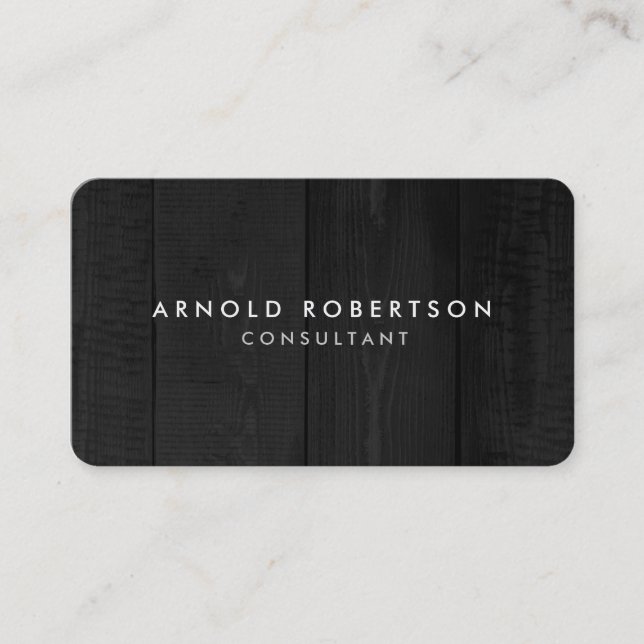 Minimalist Grey Wood Artistic Chic Business Card (Front)