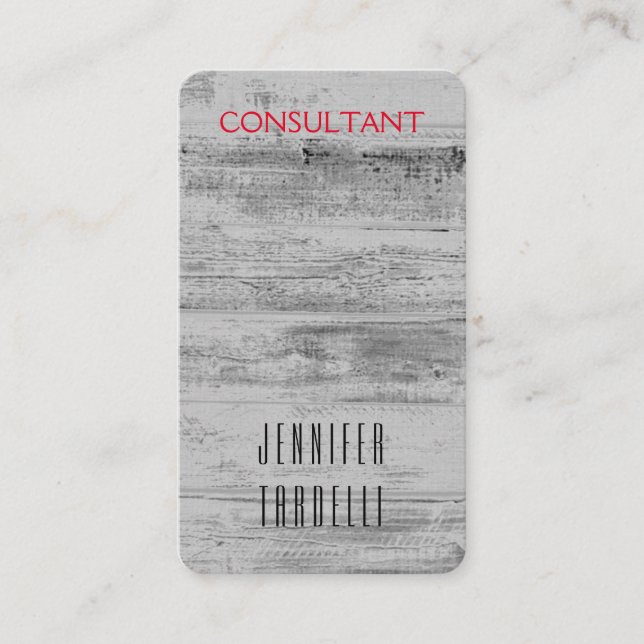 Minimalist Grey Wood Background Elegant Plain Business Card (Front)