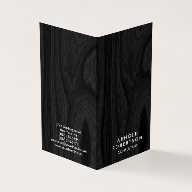 Minimalist Grey Wood Floor Modern Stylish Elegant Business Card (Outside)