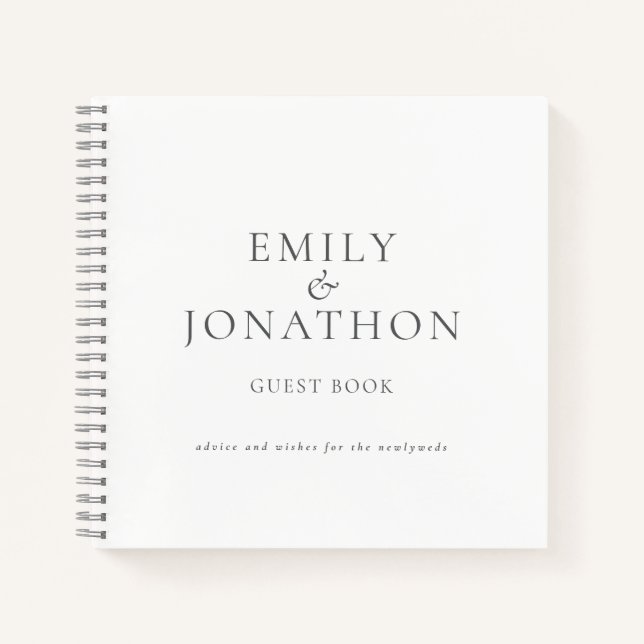 Minimalist Grey Writing Wedding Guest Book (Front)