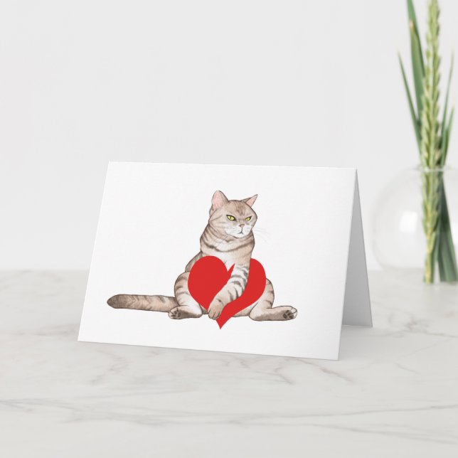 Minimalist Grumpy Cat Valentine's Day Card (Front)