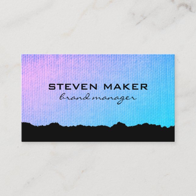 Minimalist Grunge Torn Blue Business Card (Front)