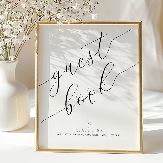 Minimalist Guest Book Bridal Shower Sign (Guest Book Tabletop Signage Poster)
